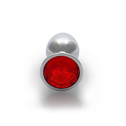 Round Gem Butt Plug - Small, Ruby Red
