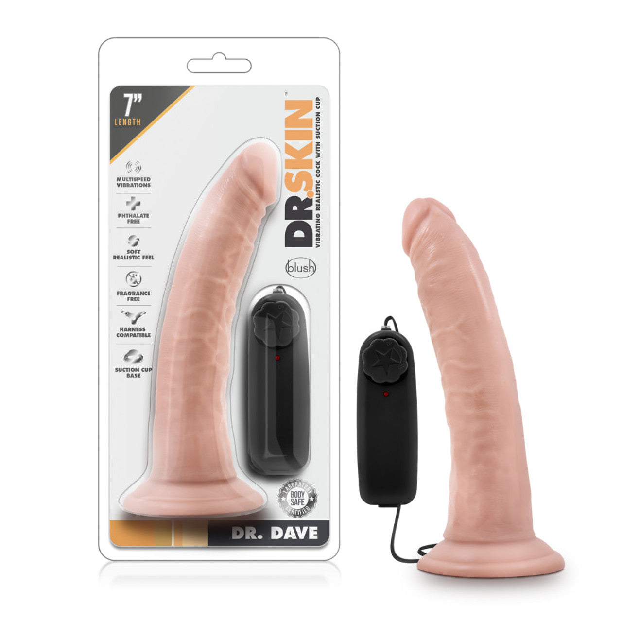 7 Inch Vibrating Cock with Suction Cup - Vanilla - Thorn & Feather