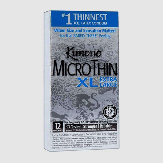 Kimono Micro Thin XL - Extra Large Condoms - 12 Pack - Thorn & Feather