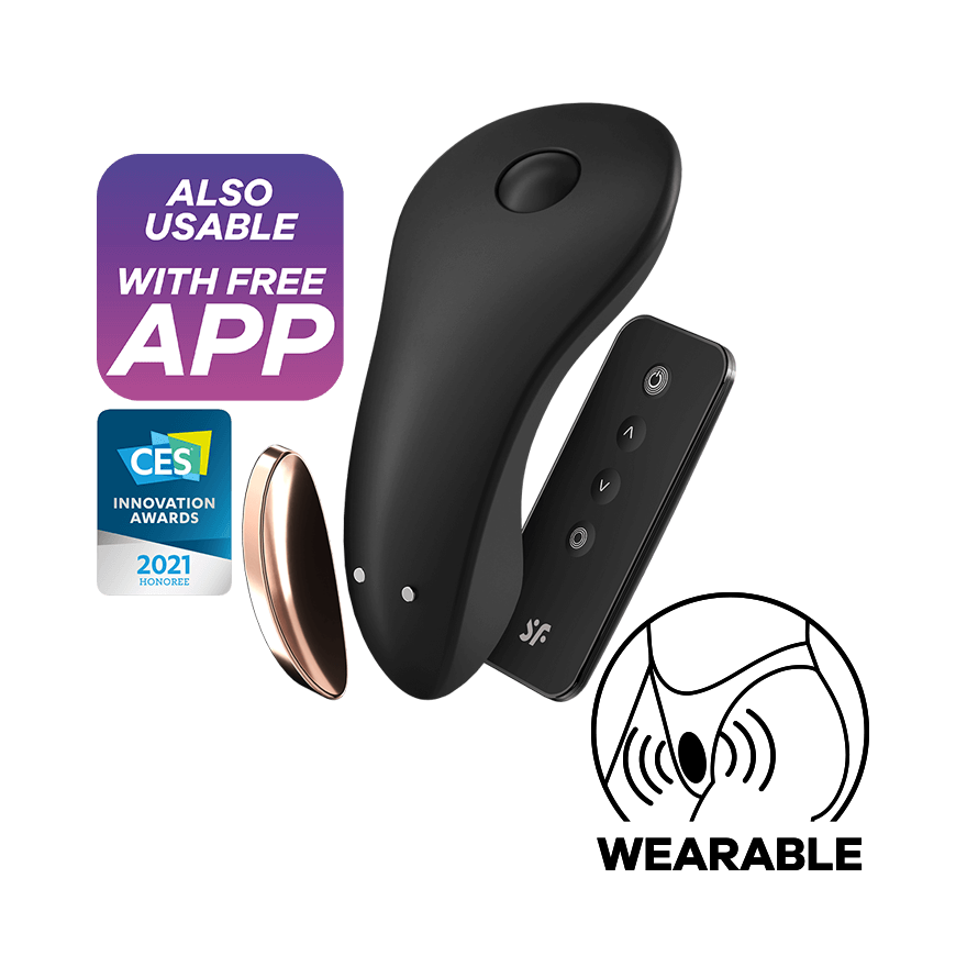 Vibromasseur Slip Bluetooth Satisfyer Little Secret - Noir Vibromasseur Slip Bluetooth Satisfyer Little Secret - Noir