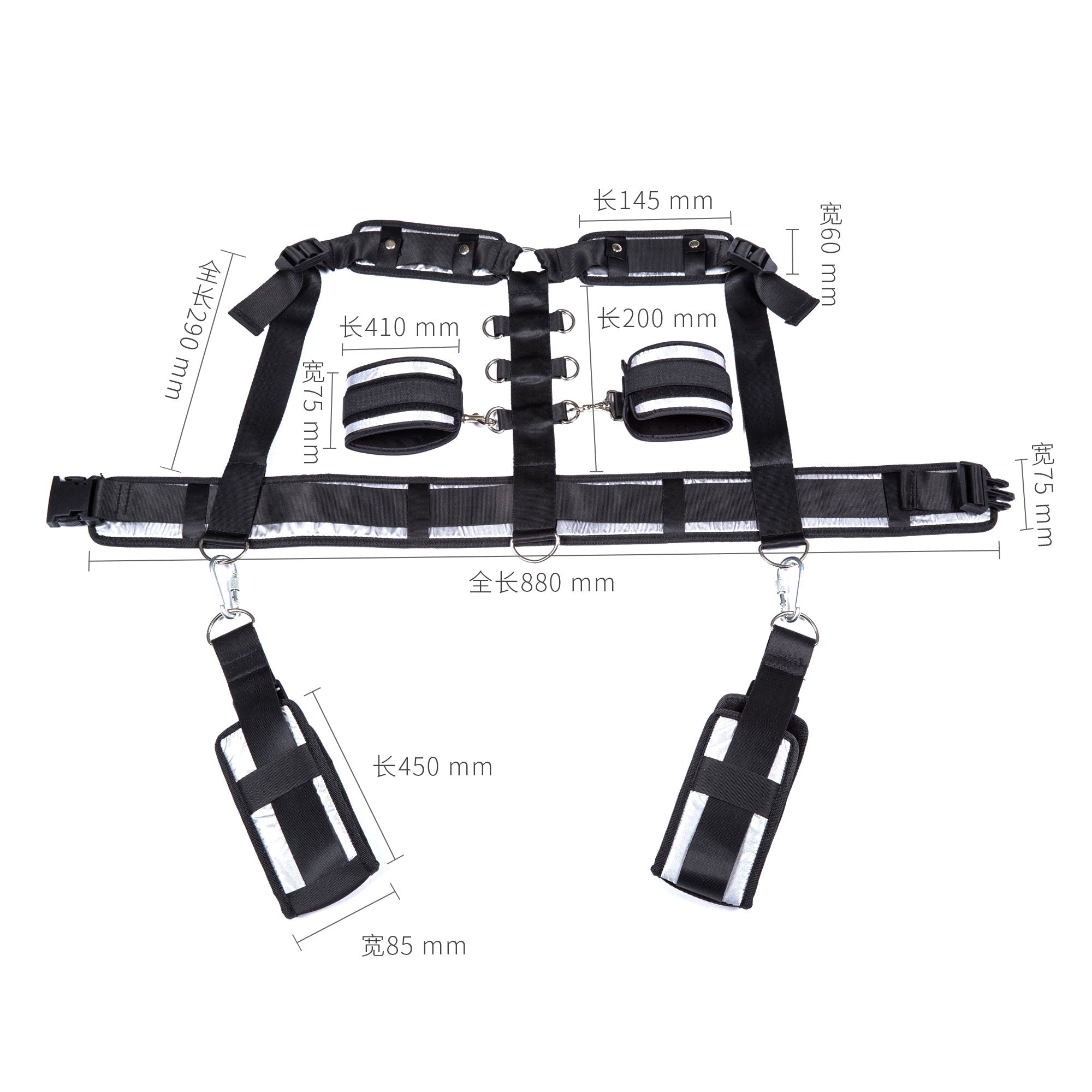 Thigh Harness With Wrist Cuffs Set