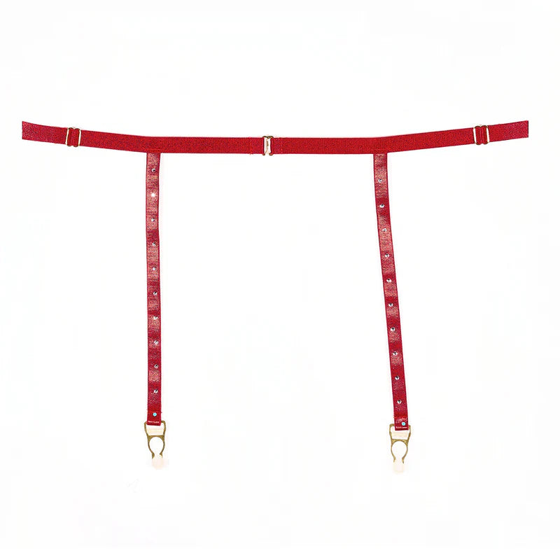 Allure Ashley Garter Belt & Open Panty Set - Red