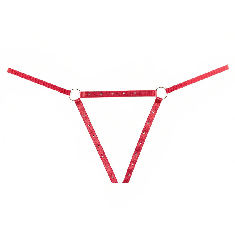 Ensemble porte-jarretelles et culotte ouverte Allure Ashley - Rouge