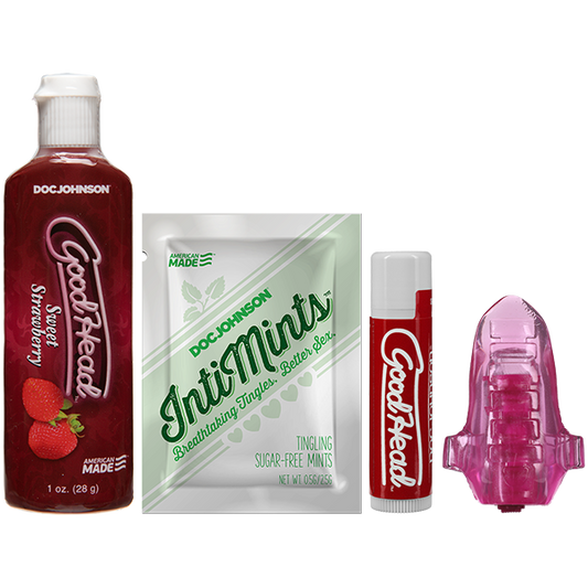 Kit de plaisir oral GoodHead Lick It - Fraise sucrée