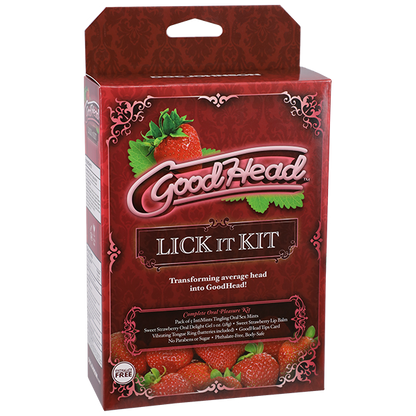 Kit de plaisir oral GoodHead Lick It - Fraise sucrée