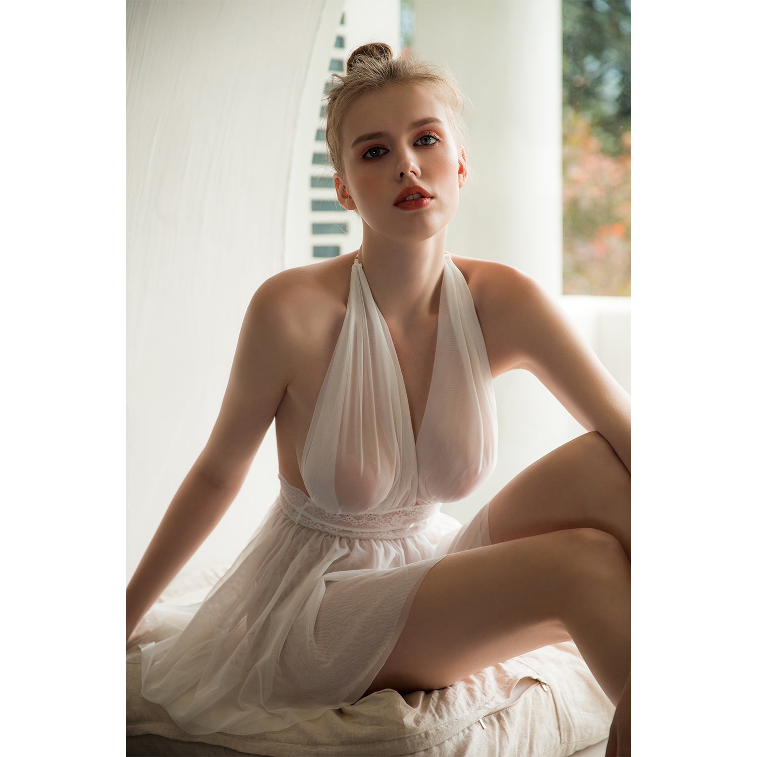 Ivory Whisper Backless Babydoll