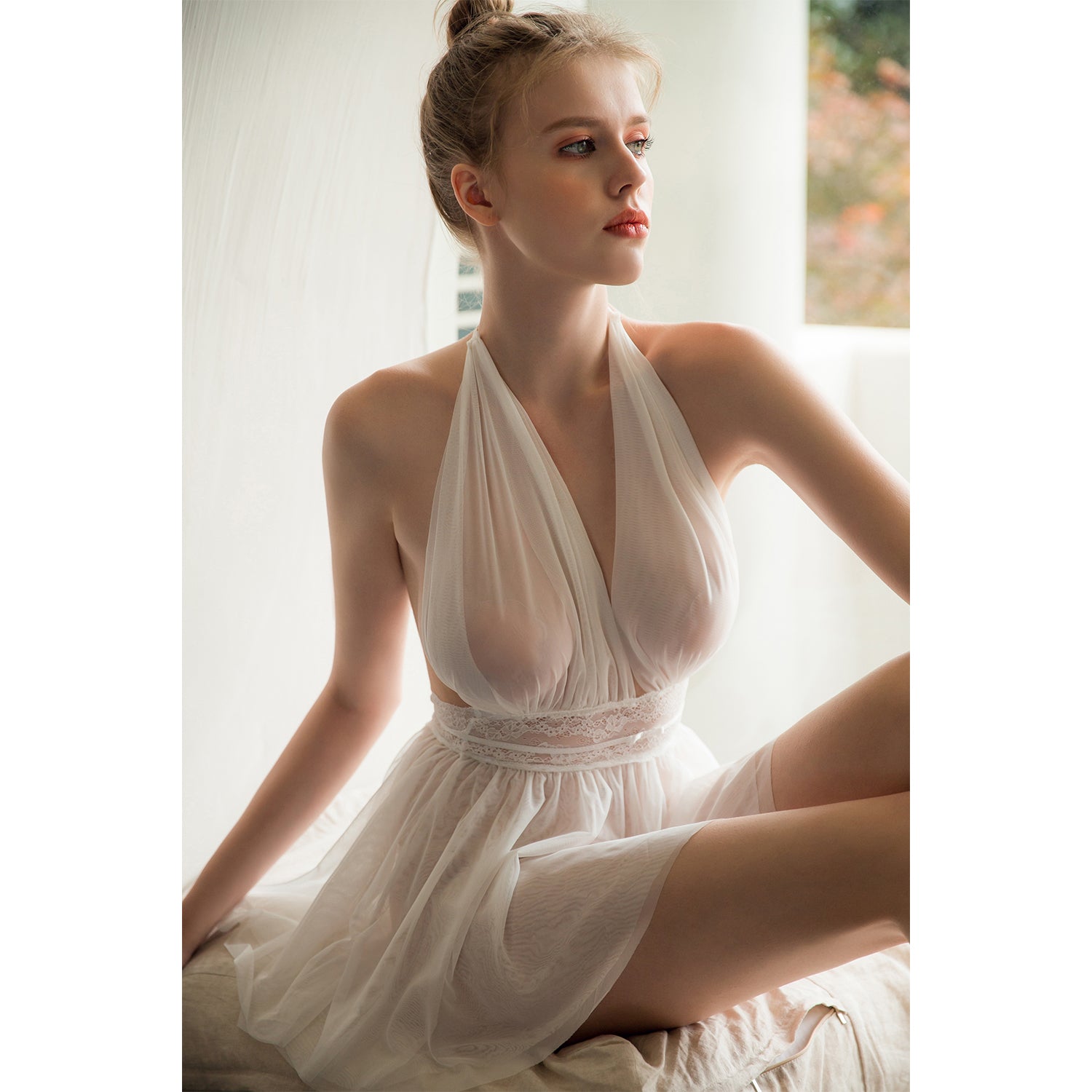 Ivory Whisper Backless Babydoll