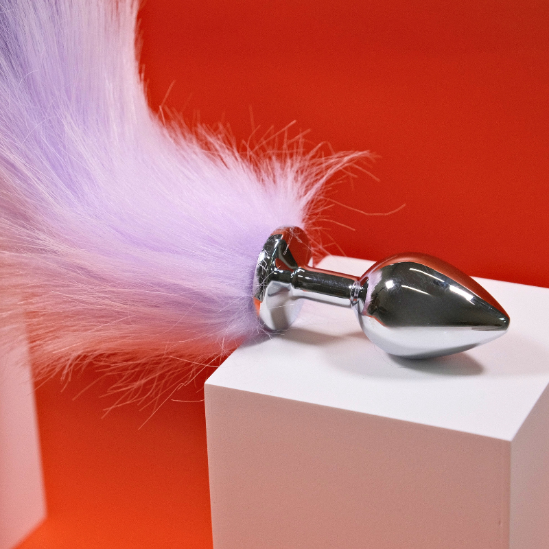 17" Purple Fox Tail Stainless Steel Plug