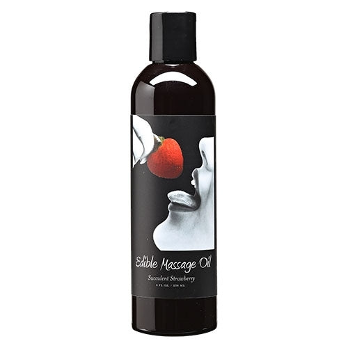 Huile de massage comestible Earthly Body - Fraise, 8 oz/236 ml