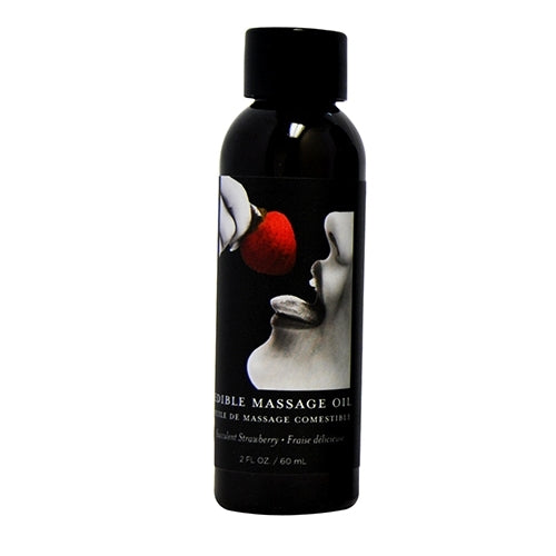 Earthly Body Edible Massage Oil - Strawberry, 2oz/60ml