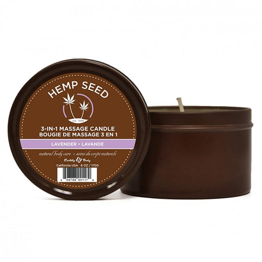 Earthly Body Hemp Seed 3-in-1 Massage Candle - Lavender