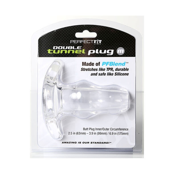 Plug anal double tunnel - Moyen, transparent