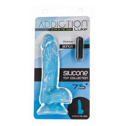 Addiction Luke 7.5 英寸夜光假阳具带球 - 蓝色