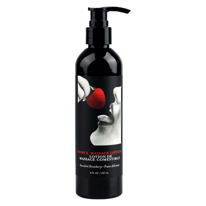 Earthly Body Edible Massage Lotion - Strawberry, 8oz/237ml