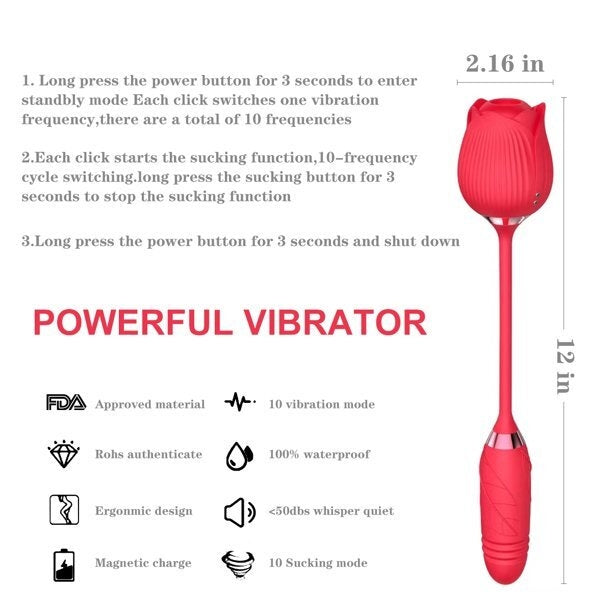 Tracy's Dog 2 in 1 Rose Vibrator - Thorn & Feather