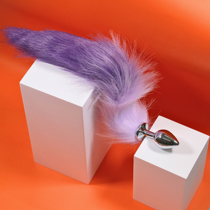 17" Purple Fox Tail Stainless Steel Plug