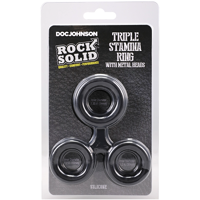 Silicone Triple Stamina Ring with Metal Beads