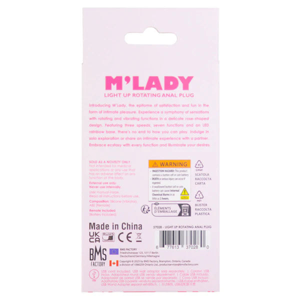 M’Lady Light Up Rotating Anal Plug