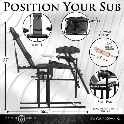 Leg Spreader Obedience Chair with Sex Machine