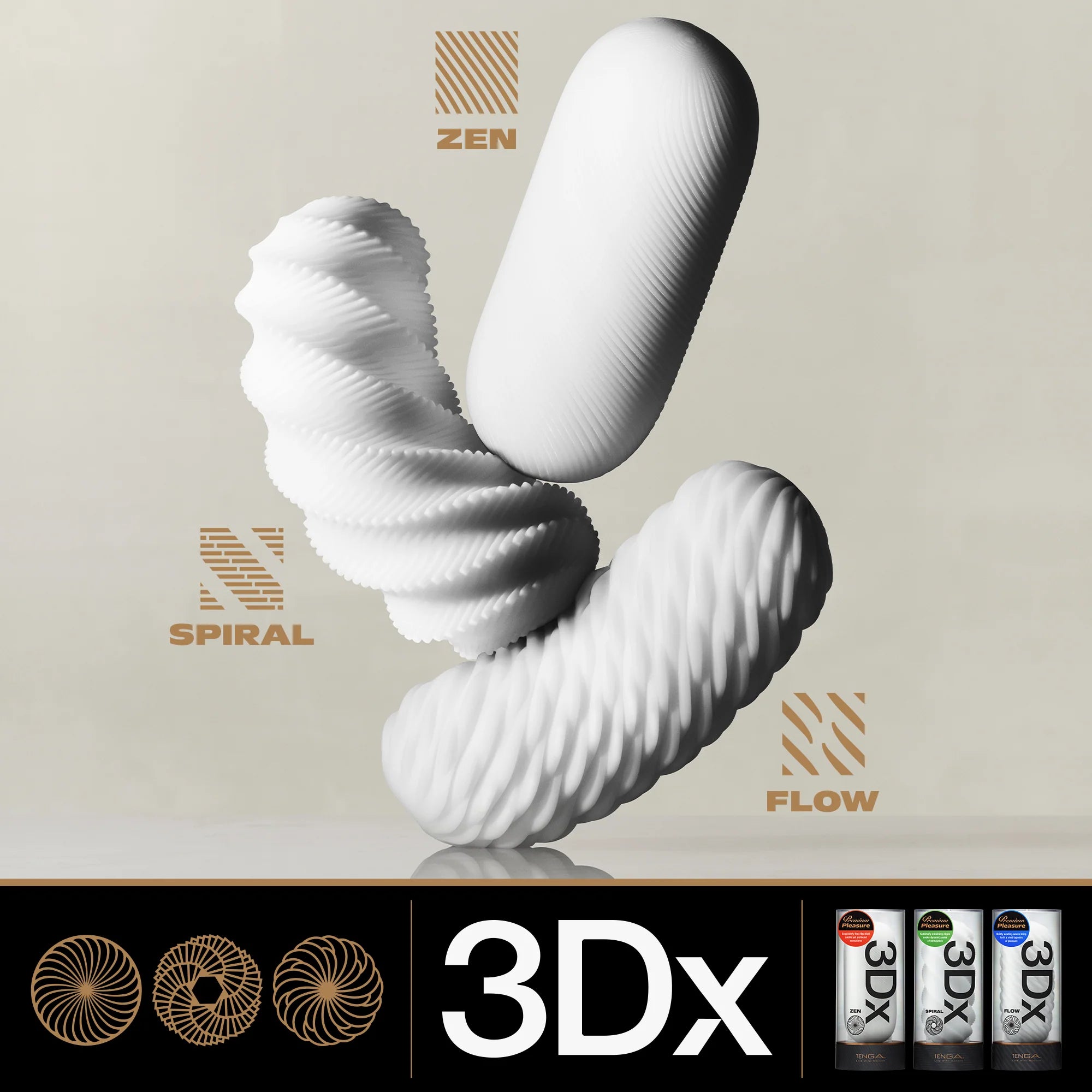 Tenga 3DX Male Masturbation Sleeve - Spiral