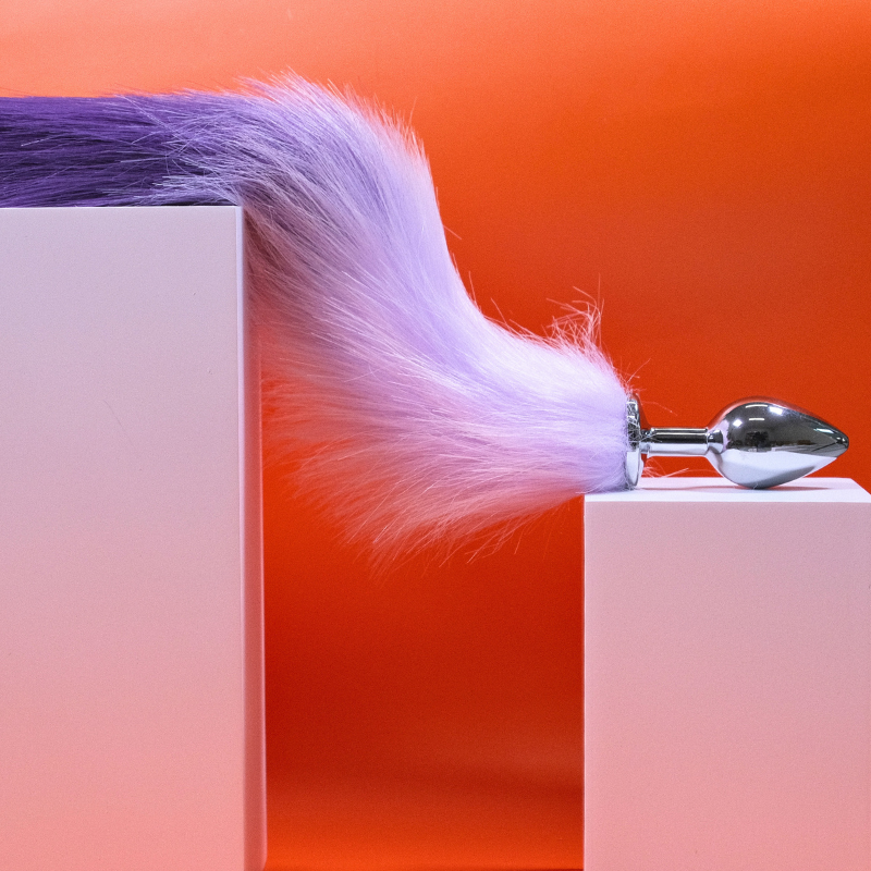 17" Purple Fox Tail Stainless Steel Plug