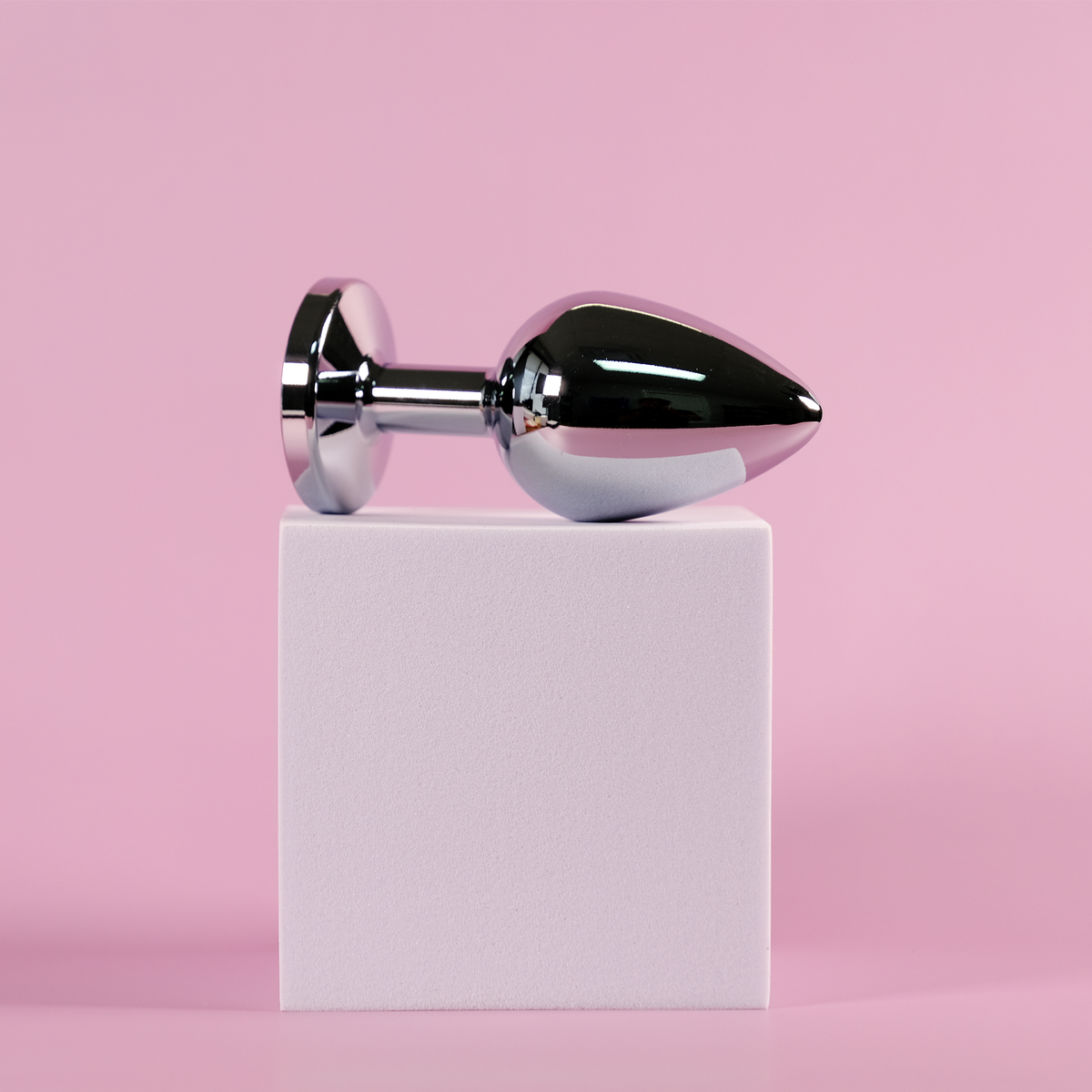 Plug anal rond en diamant - Grand, blanc