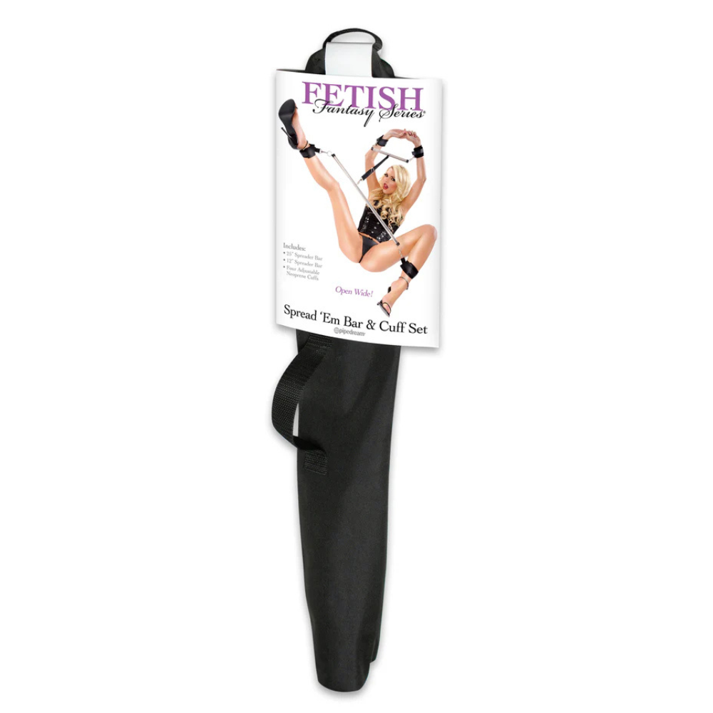 Fetish Fantasy Series Spread 'em Bar and Cuff Set - Silver/Black