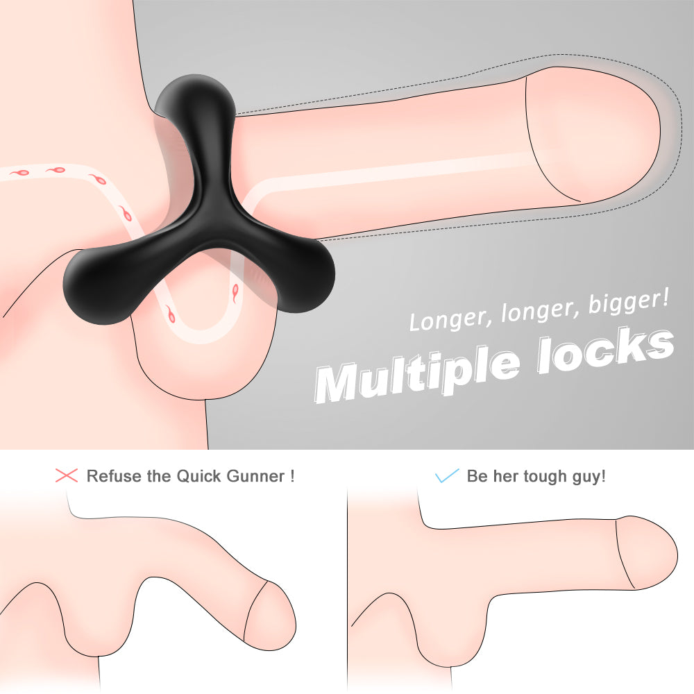 Black Rider Triple-Loop Silicone Cock Ring