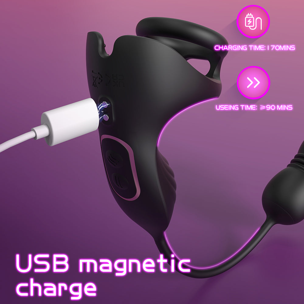 Rusru Thrusting Cock Ring with Anal Plug