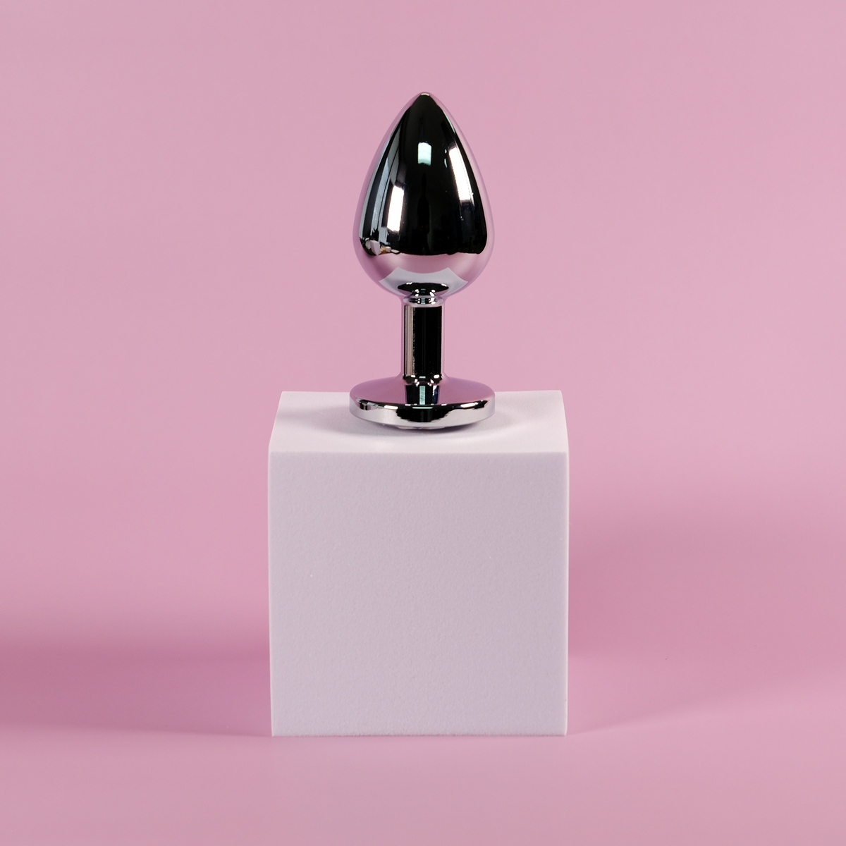 Plug anal rond en diamant - Grand, blanc