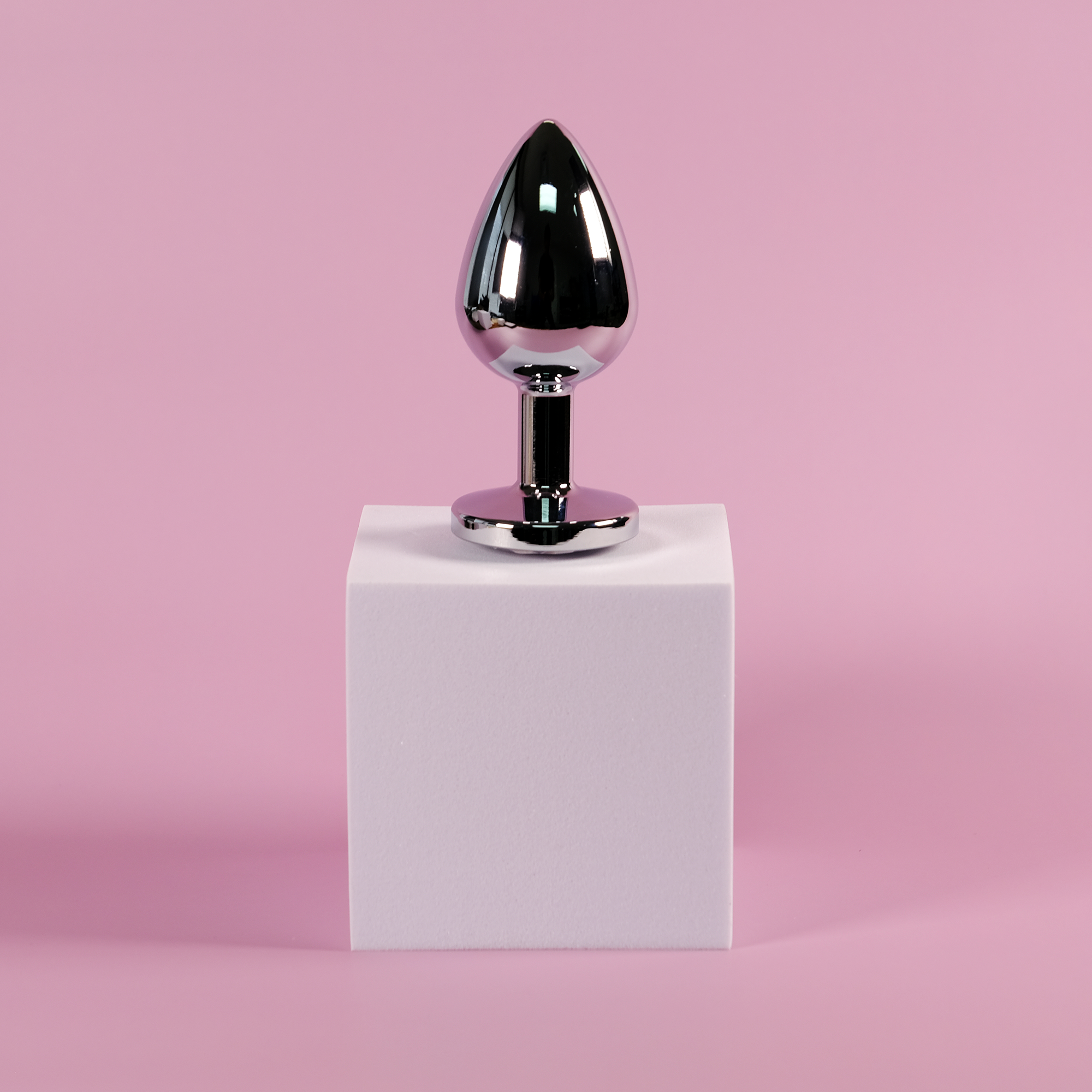 Plug anal rond en diamant - Grand, blanc