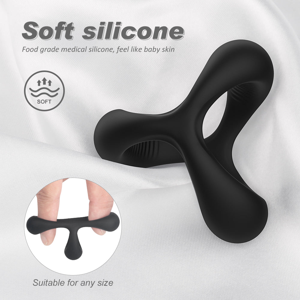 Black Rider Triple-Loop Silicone Cock Ring