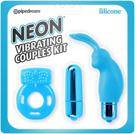 Neon Vibrating Couples Kit - Blue