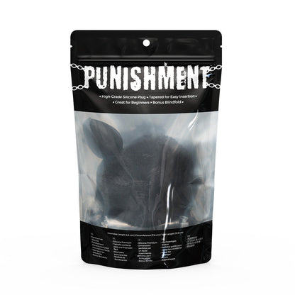 Punishment Bunny Tail Silicone Anal Plug - Black