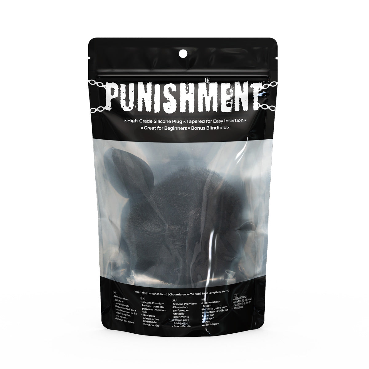 Plug anal en silicone Punishment Bunny Tail - Noir 