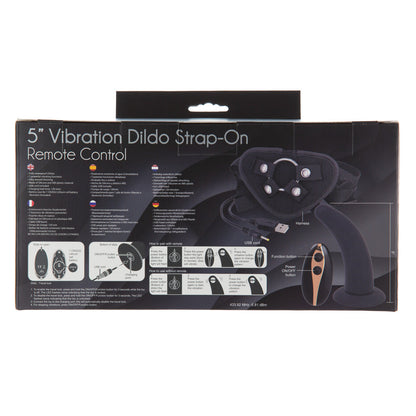 5” Vibrating Strap-On & Harness - Black