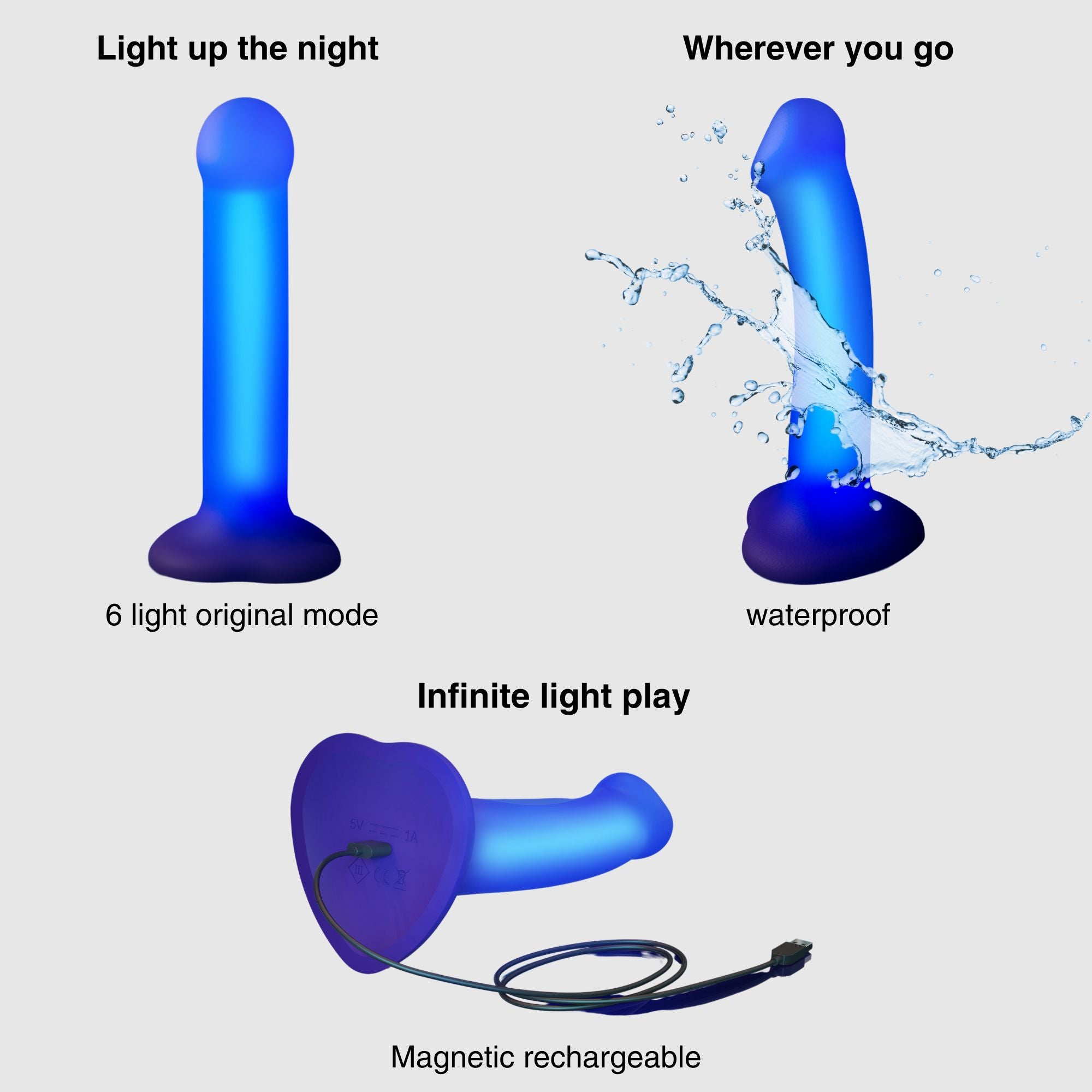 Glow-Led Dildo - Harness compatible