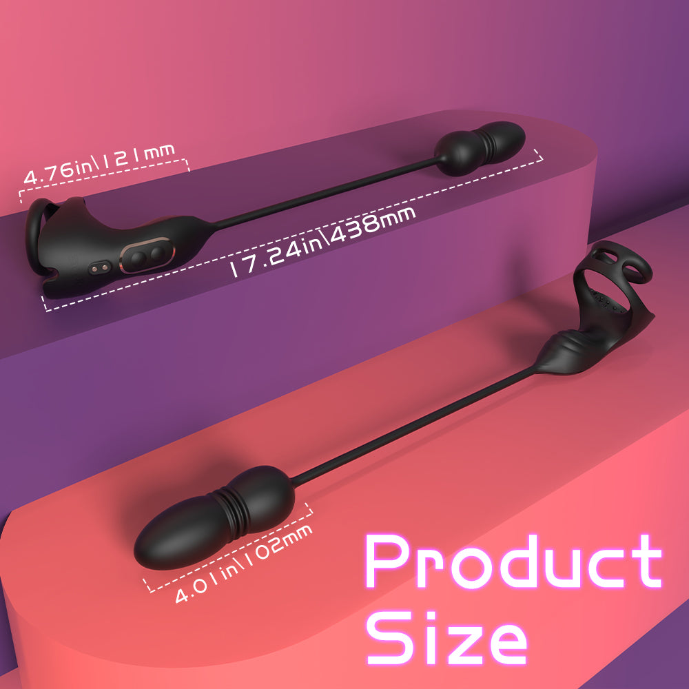 Rusru Thrusting Cock Ring with Anal Plug