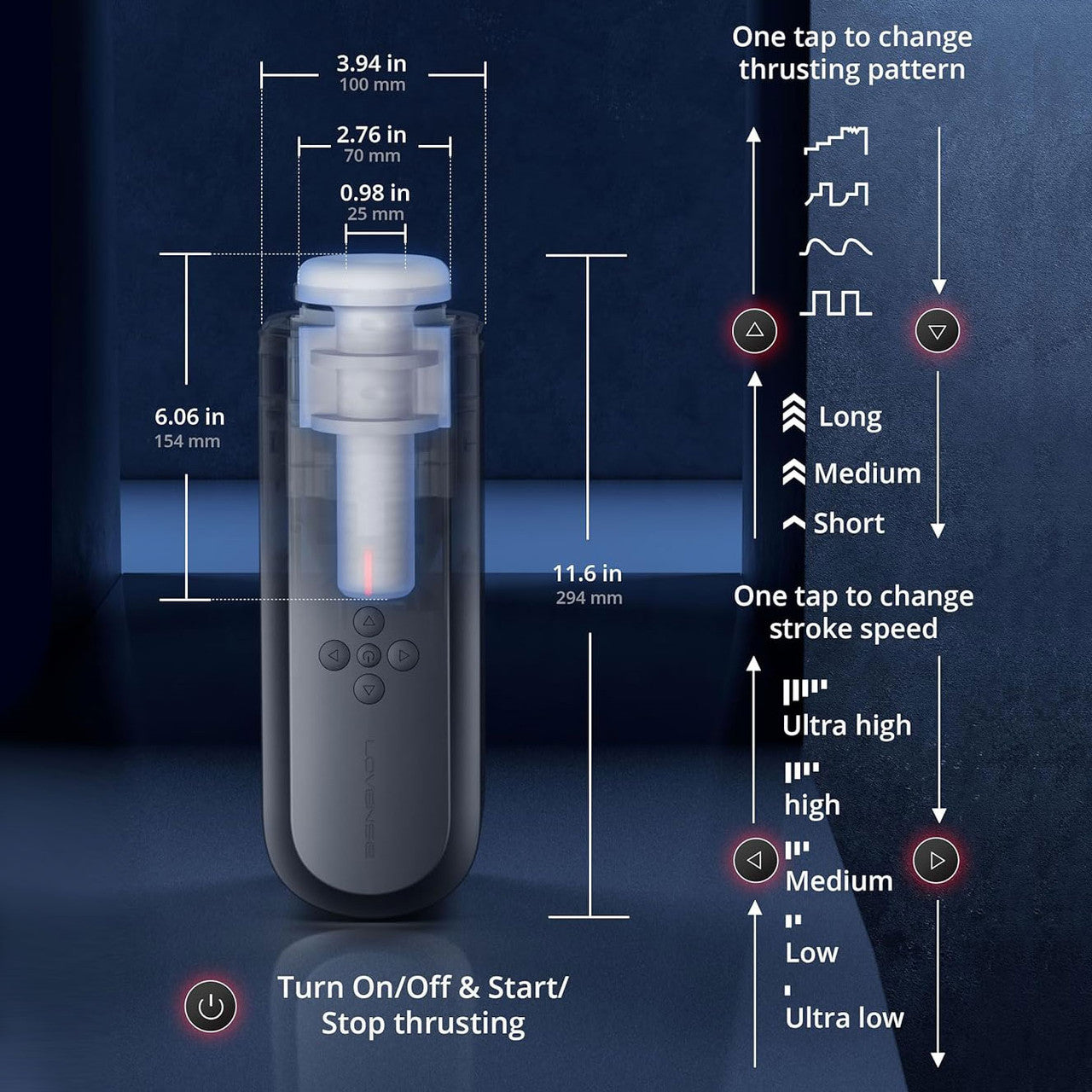 Masturbateur masculin à poussée Lovense Solace 
