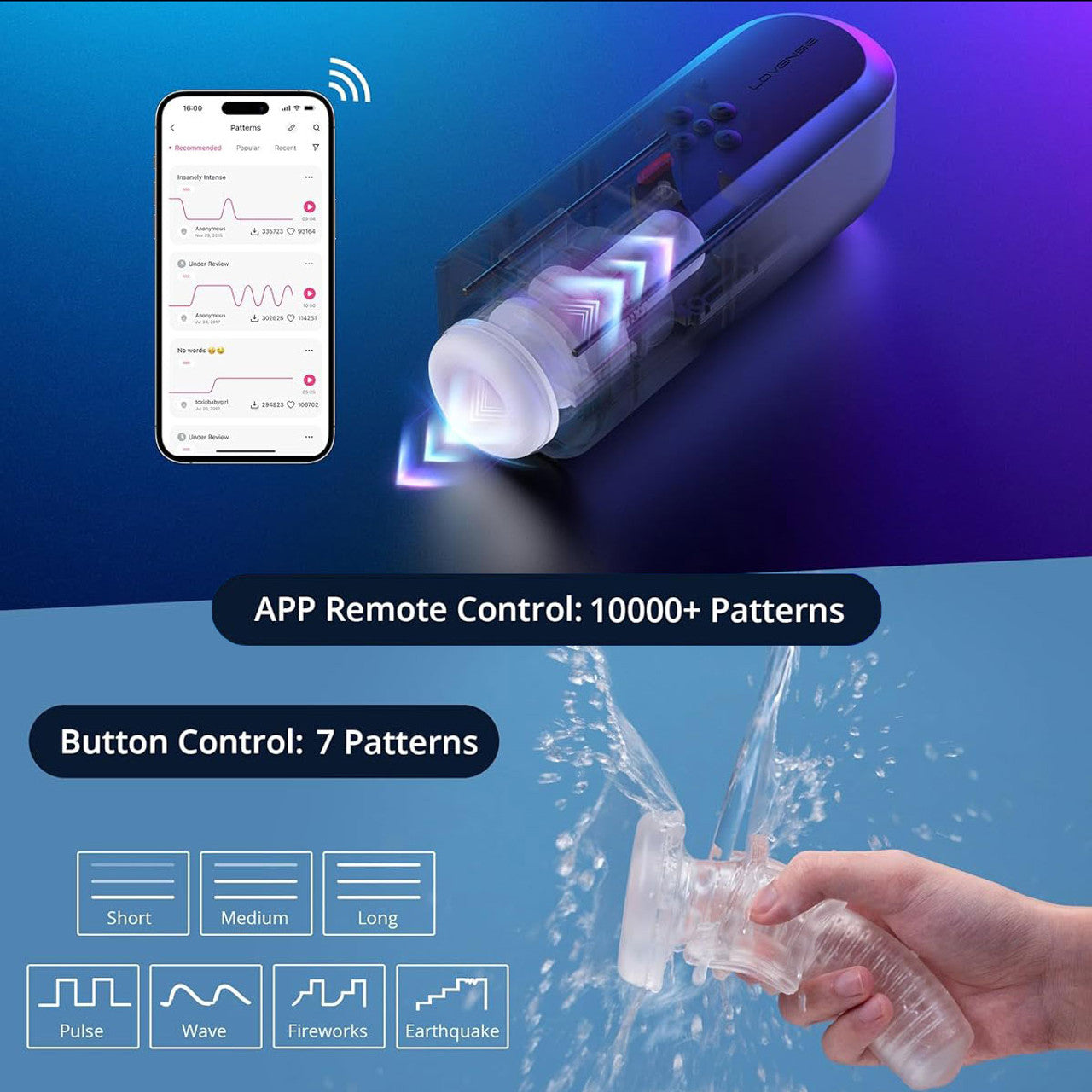 Masturbateur masculin à poussée Lovense Solace 