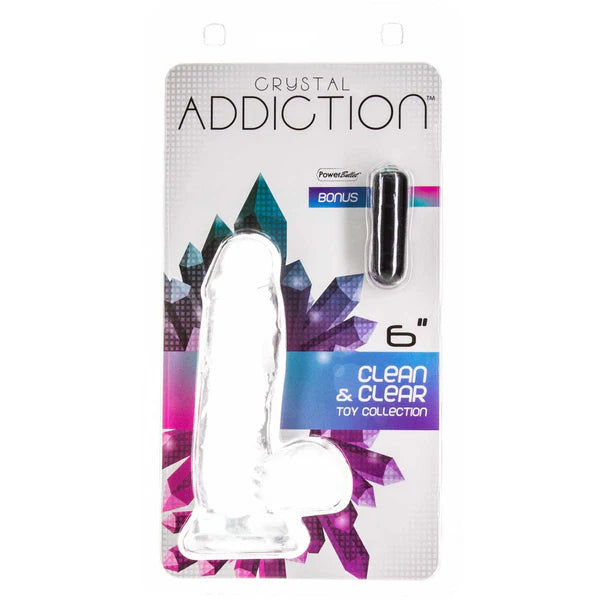 Gode ​​transparent Addiction Crystal 6" avec boules