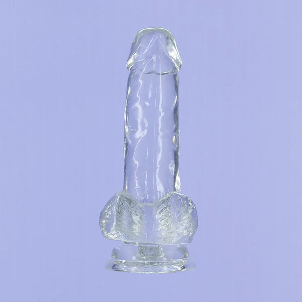Addiction Crystal – 6" Clear Dildo with Balls
