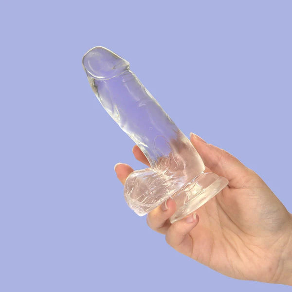 Gode ​​transparent Addiction Crystal 6" avec boules