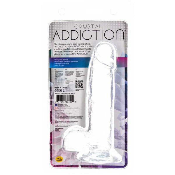 Gode ​​transparent Addiction Crystal 8" avec boules