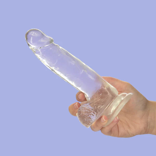 Gode ​​transparent Addiction Crystal 8" avec boules