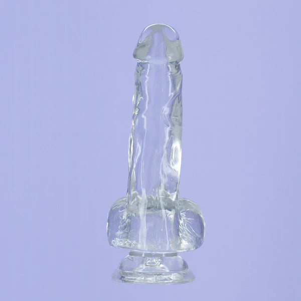 Gode ​​transparent Addiction Crystal 8" avec boules
