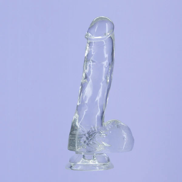 Gode ​​transparent Addiction Crystal 8" avec boules