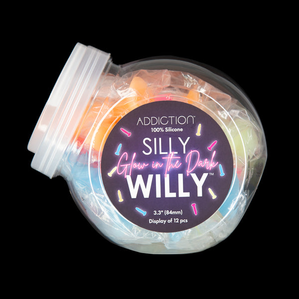 Silly Willy Glow in the Dark 3.3" Silicone Dildo - 12 pcs