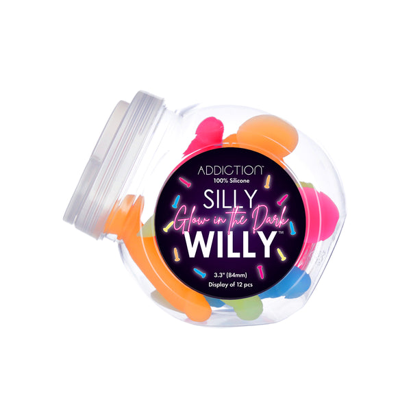 Gode ​​en silicone Silly Willy Glow in the Dark 3,3" - 12 pcs