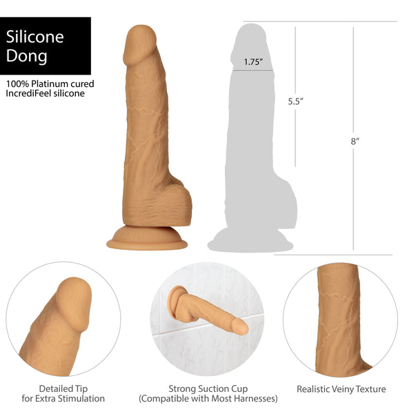 8" Silicone Dual Density Dildo – Caramel